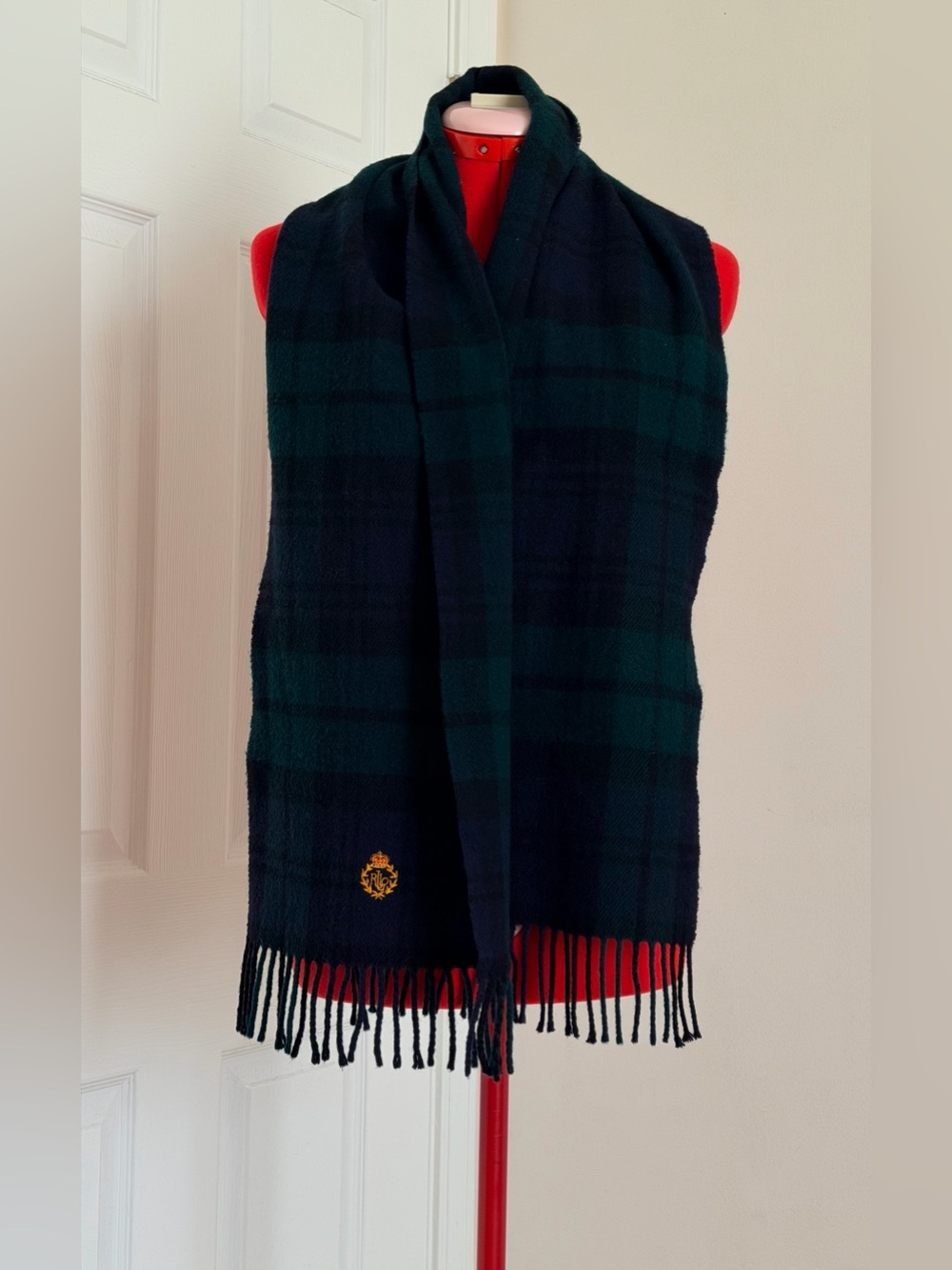 RARE Vintage Lauren Ralph Lauren Tartan Plaid Lambswool Scarf LRL Muffler Doen - Picture 3 of 5